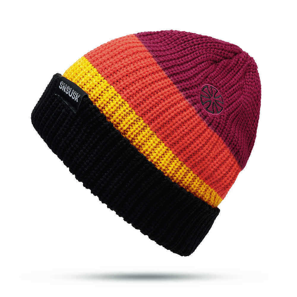 Men-Women-Winter-Double-Knit-Striped-Multicolor-Knitted-Hat-Beanie-Cap-1387433