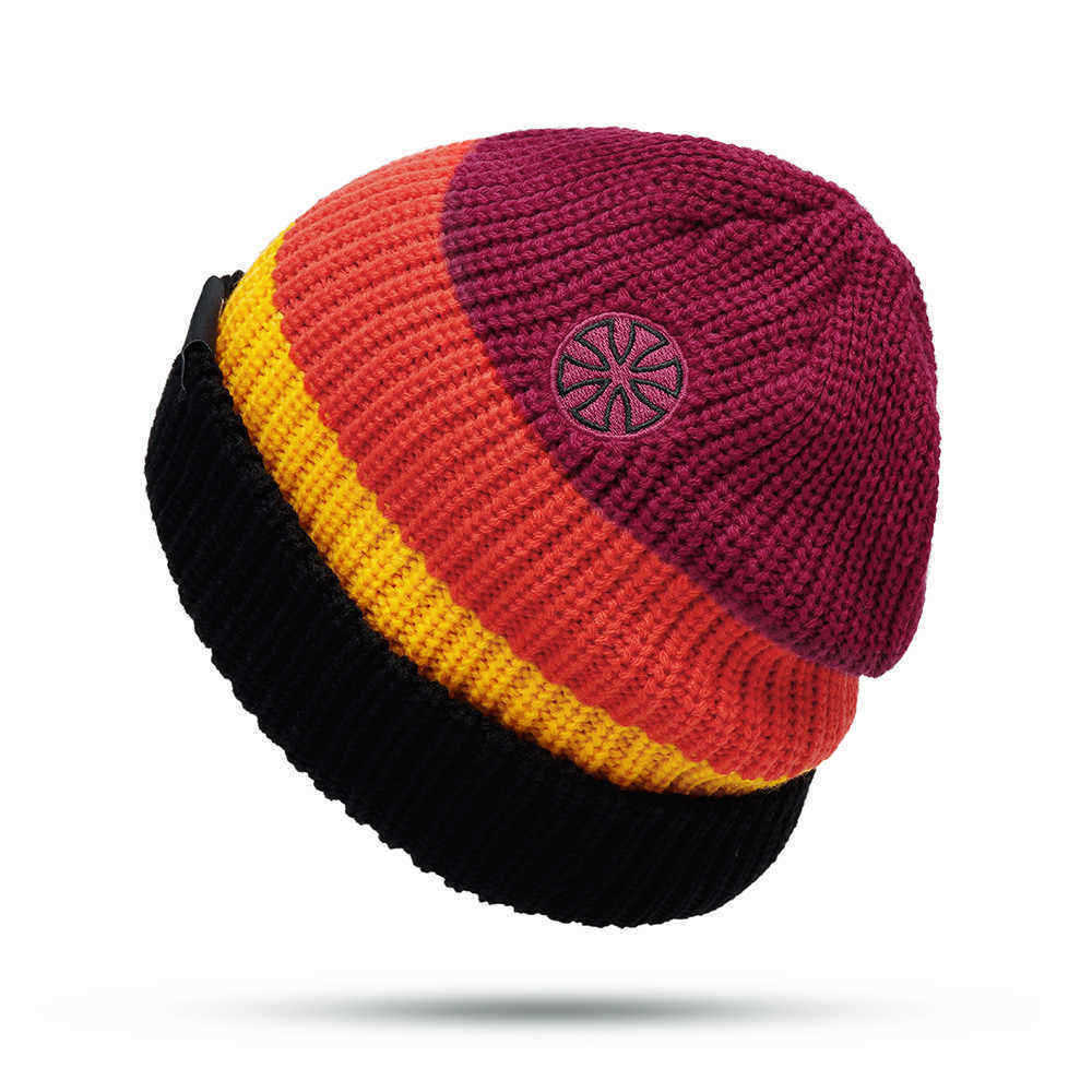 Men-Women-Winter-Double-Knit-Striped-Multicolor-Knitted-Hat-Beanie-Cap-1387433