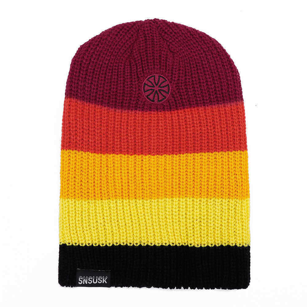 Men-Women-Winter-Double-Knit-Striped-Multicolor-Knitted-Hat-Beanie-Cap-1387433