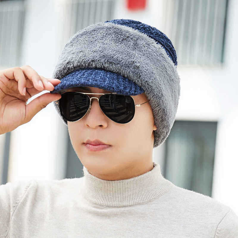 Men-Women-Winter-Warm-Corduroy-Plush-Thicken-Knit-Baseball-Hat-with-Scarf-Ski-Peaked-Caps-1368971