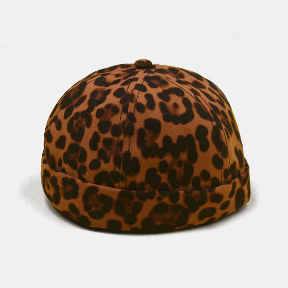 Mens-Adjustable-Leopard-Brimless-Hats-Vogue-Retro-Skullcap-Letter-Sailor-Cap-1536863