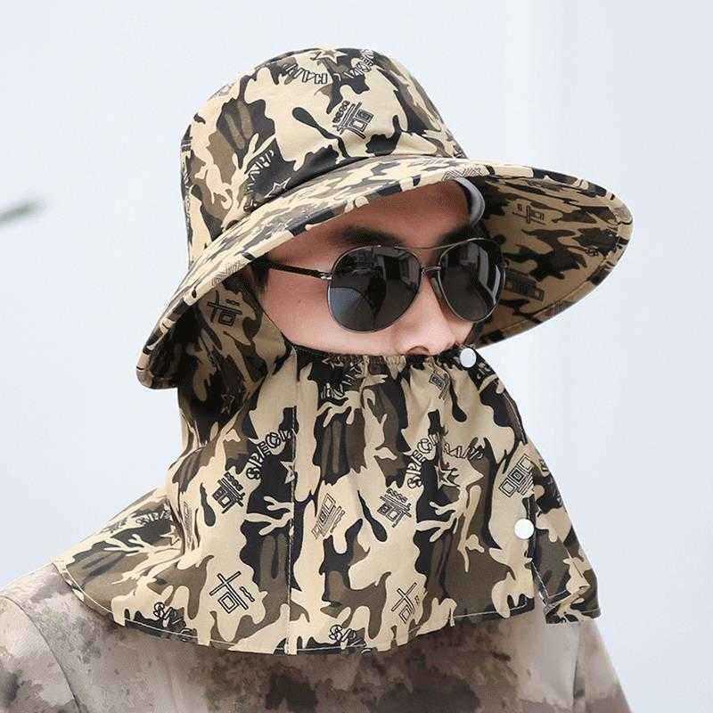 Mens-Cotton-Face-Protection-Bucket-Hat-Outdoor-Fishing-Hat-With-String-Climbing-Mesh-Breathable-Suns-1476844