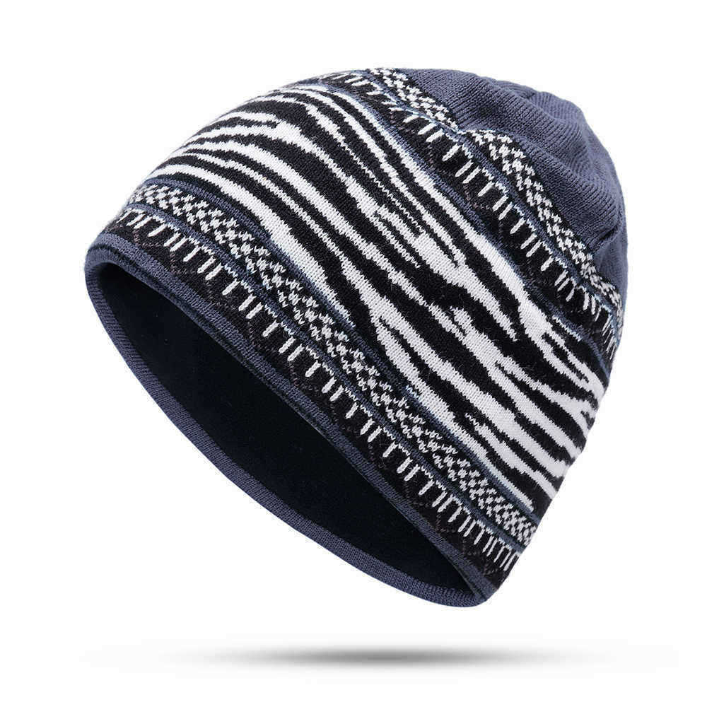 Mens-Ethnic-Stripe-Winter-Earmuffs-Knit-Beanie-Hat-Outdoor-Slouchy-Ski--Skull-Cap-1387050