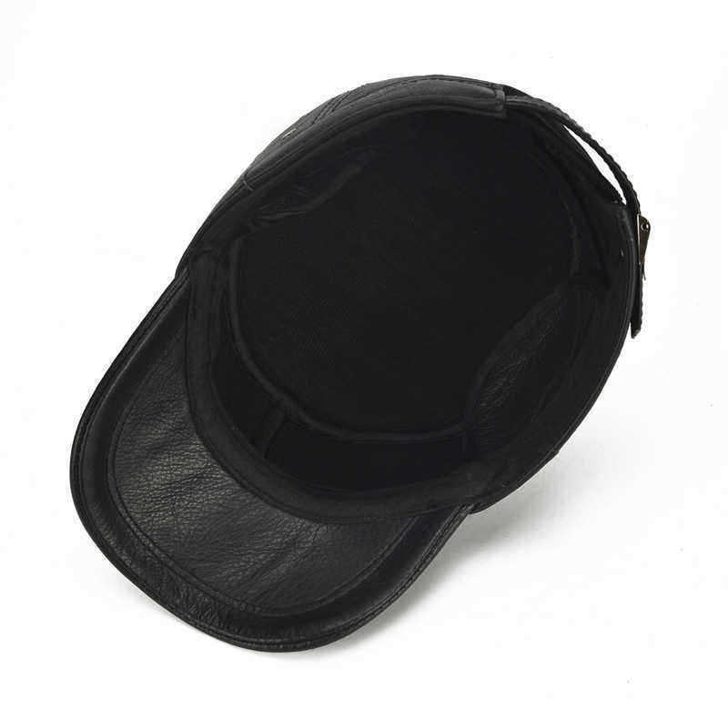 Mens-Winter-Leather-Earmuffs-Flat-Top-Hats-Outdoor-Durable-Warm-Military-Army-Peaked-Cap-1328027