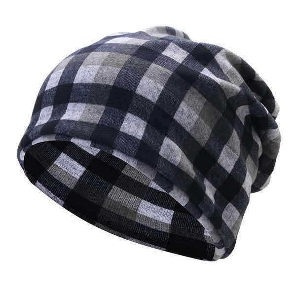 Mens-Women-British-Style-Grid-Cotton-Beanies-Hat-Thicken-Velvet-Warm-Hat-And-Scarf-1194034