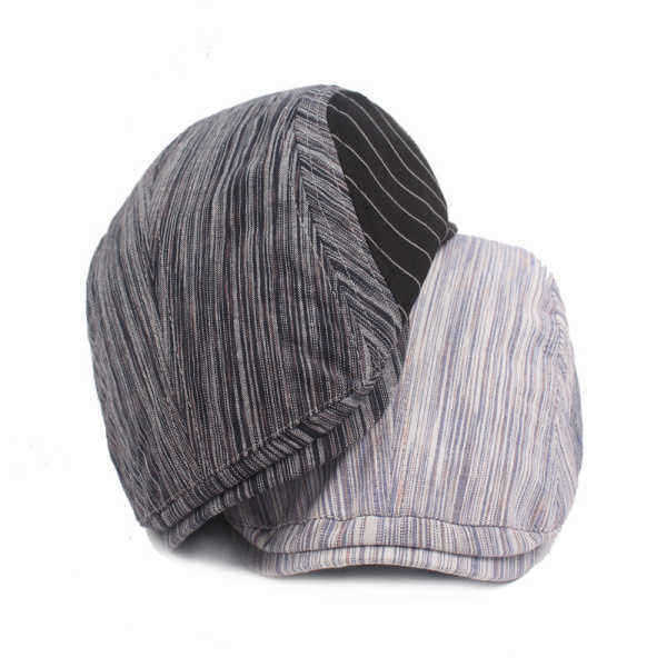 Mens-Women-Cotton-Beret-Hat-Stripe-Buckle-Adjustable-Paper-Boy-Newsboy-Cabbie-Golf-Gentleman-Cap-1140576