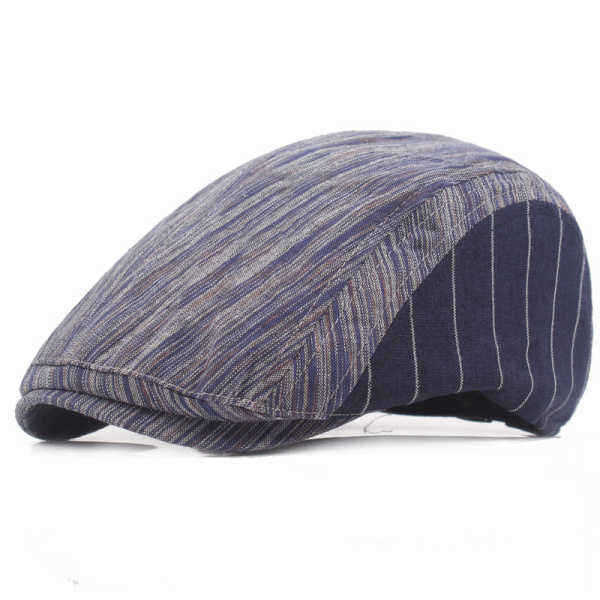 Mens-Women-Cotton-Beret-Hat-Stripe-Buckle-Adjustable-Paper-Boy-Newsboy-Cabbie-Golf-Gentleman-Cap-1140576