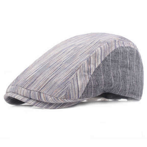 Mens-Women-Cotton-Beret-Hat-Stripe-Buckle-Adjustable-Paper-Boy-Newsboy-Cabbie-Golf-Gentleman-Cap-1140576