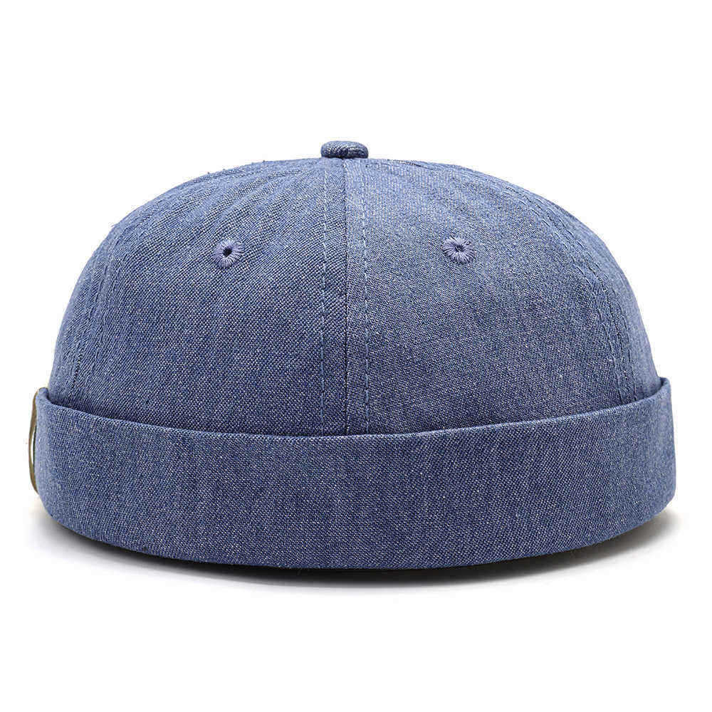 Mens-Womens-Adjustable-Cotton-French-Brimless-Hats-Outdoor-Plain-Skullcap-Sailor-Cap-1348957