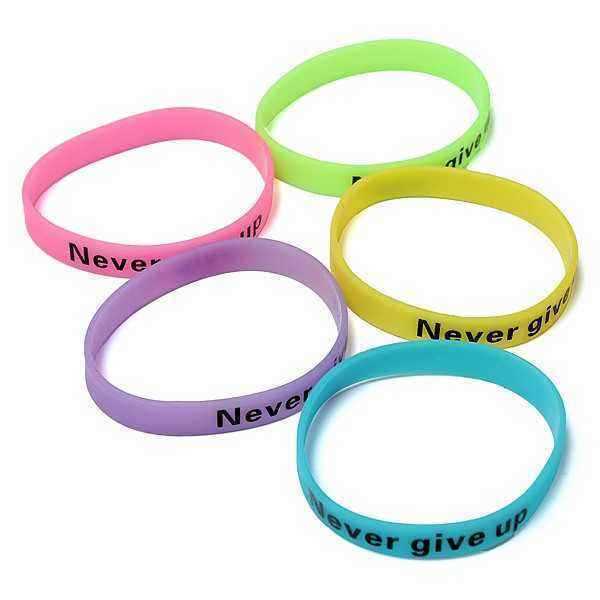 Multicolor-Luminous-Never-Give-Up-Silicone-Bracelet-Wristband-Unisex-956489