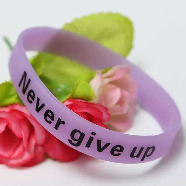 Multicolor-Luminous-Never-Give-Up-Silicone-Bracelet-Wristband-Unisex-956489