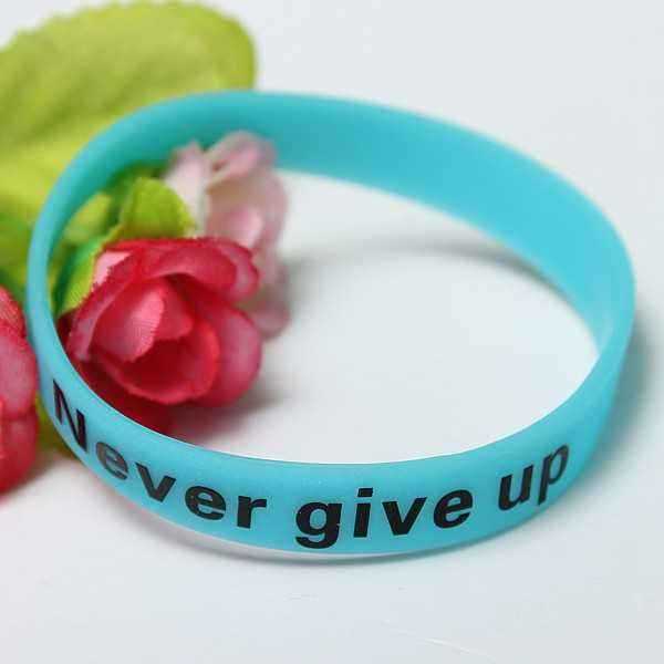 Multicolor-Luminous-Never-Give-Up-Silicone-Bracelet-Wristband-Unisex-956489