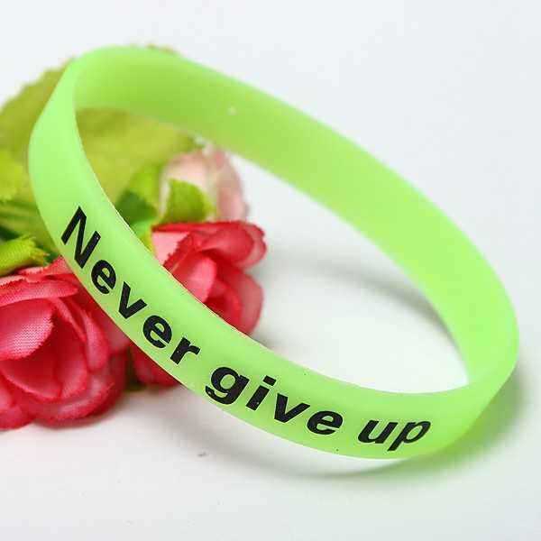 Multicolor-Luminous-Never-Give-Up-Silicone-Bracelet-Wristband-Unisex-956489