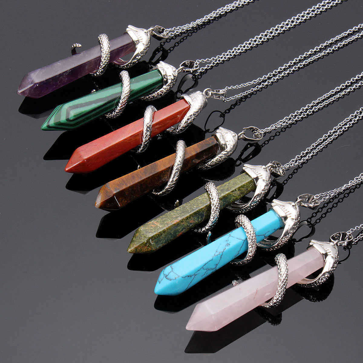 Natural-Hexagonal-Prism-Gemstone-Snake-Pendant-Necklace-Jewelry-1045487