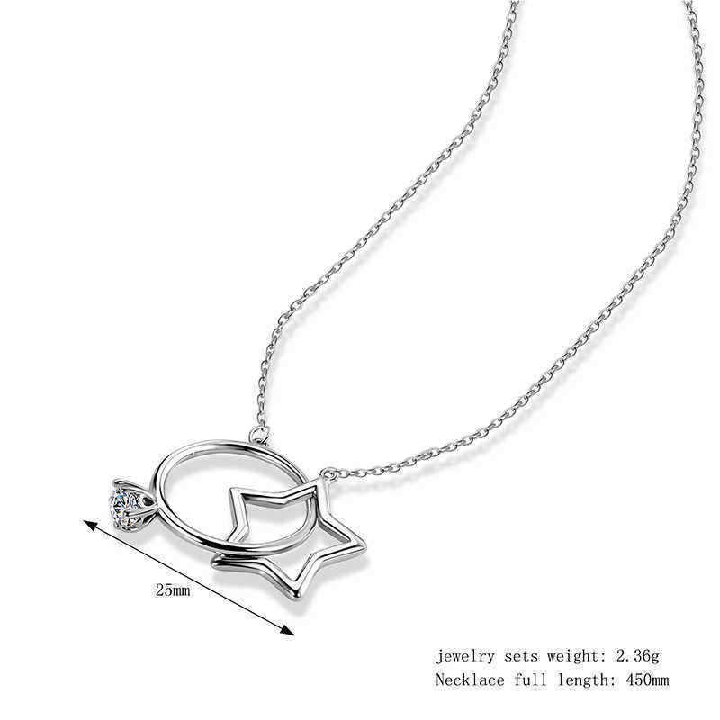 Platinum-Plated-Sweet-Wedding-Ring-and-Five-pointed-Star-Interlinked-Pendant-Necklace-for-Women-1168527