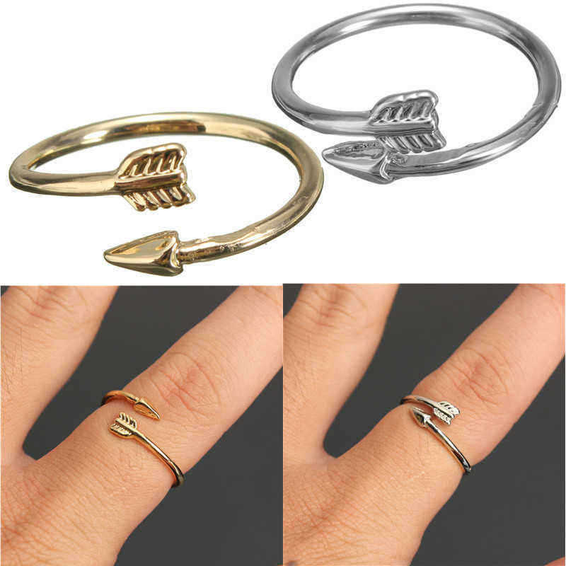 Punk-Gold-Silver-Arrow-Through-A-Heart-Wrap-Opening-Rings-Adjustable-for-Women-1003233