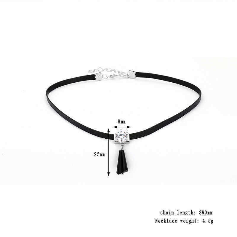 Punk-Women-Jewelry-Tassel-Pendant-Shiny-Rhinestone-Black-Choker-Clavicle-Necklace-1150901