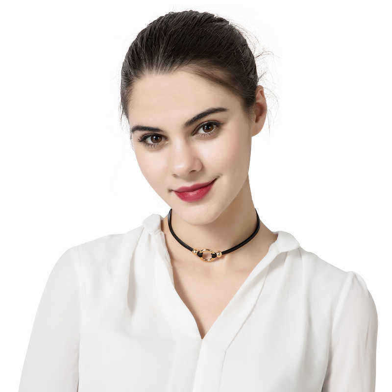 Punk-Womens-Choker-Dacron-Circle-Charm-Simple-Style-Clavicle-Necklace-Clothing-Accessories-1150902