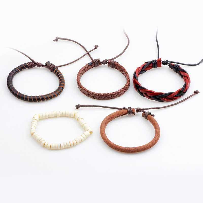 Retro-Adjustable-Leather-Bracelet-Wax-Rope-Multilayer-Bead-Chain-for-Men-Women-1243868