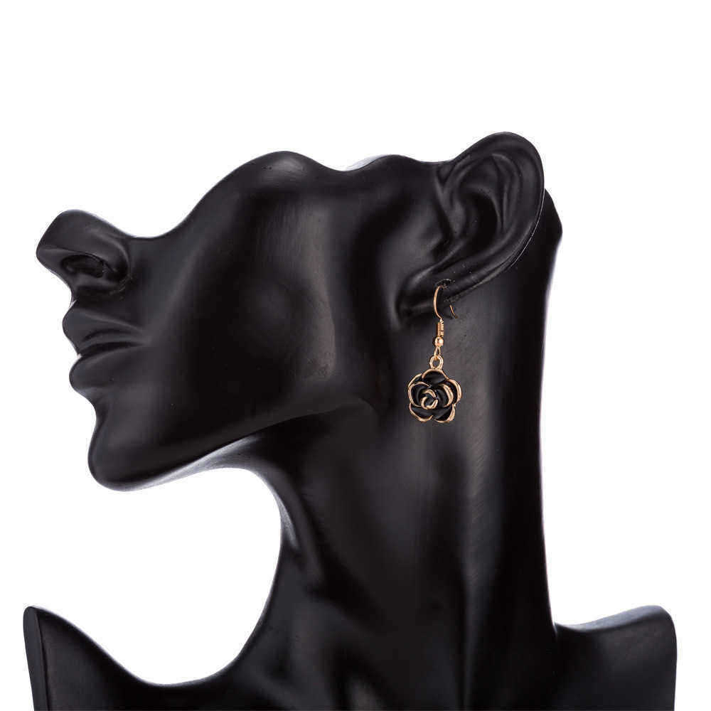 Retro-Black-Rose-Flower-Ear-Drop-Alloy-Women--Elegant-Accessories-Earring-1463901