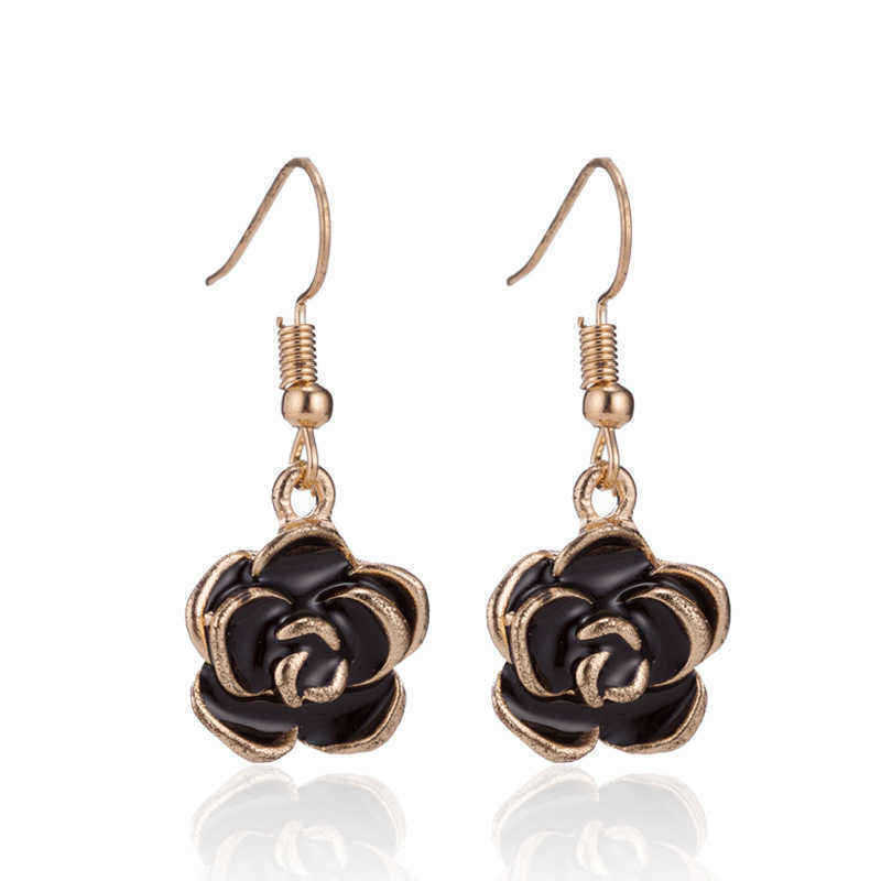 Retro-Black-Rose-Flower-Ear-Drop-Alloy-Women--Elegant-Accessories-Earring-1463901