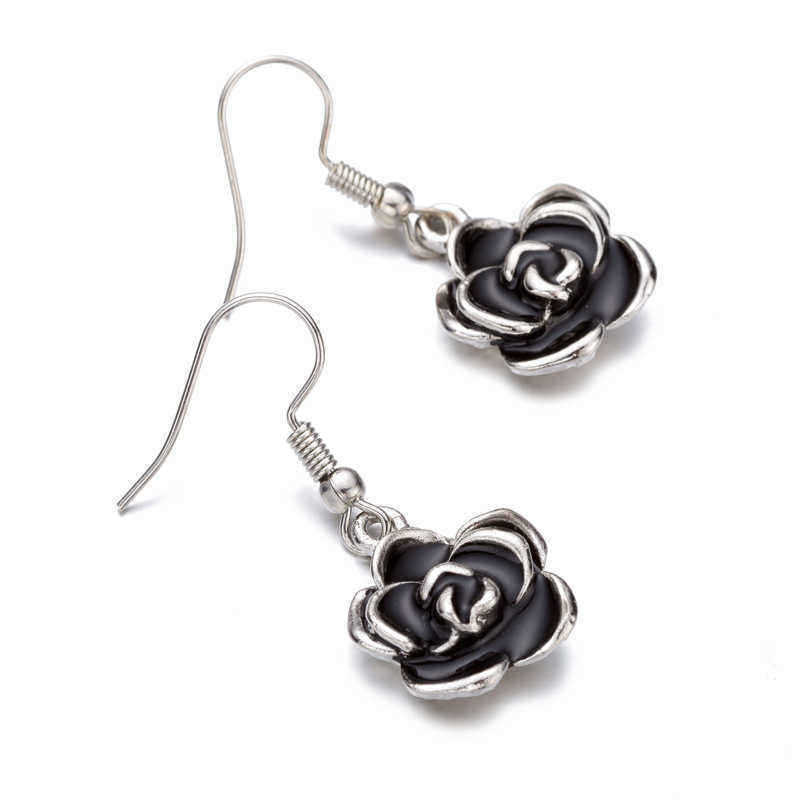 Retro-Black-Rose-Flower-Ear-Drop-Alloy-Women--Elegant-Accessories-Earring-1463901