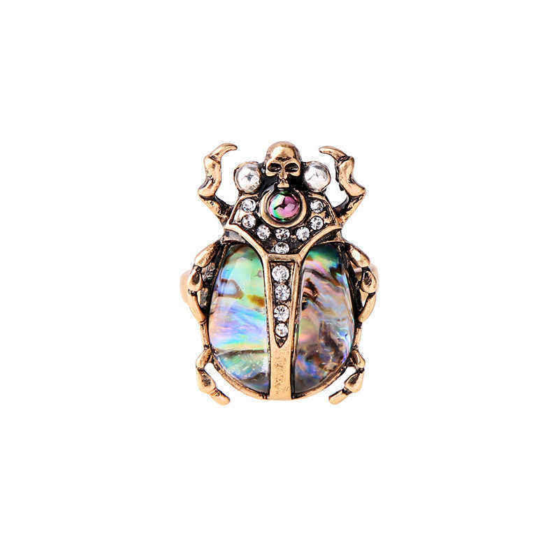 Retro-Ladybug-Women-Ring-Colorful-Rhinestone-Finger-Ring-Bronse-Metal-Ring-1463558