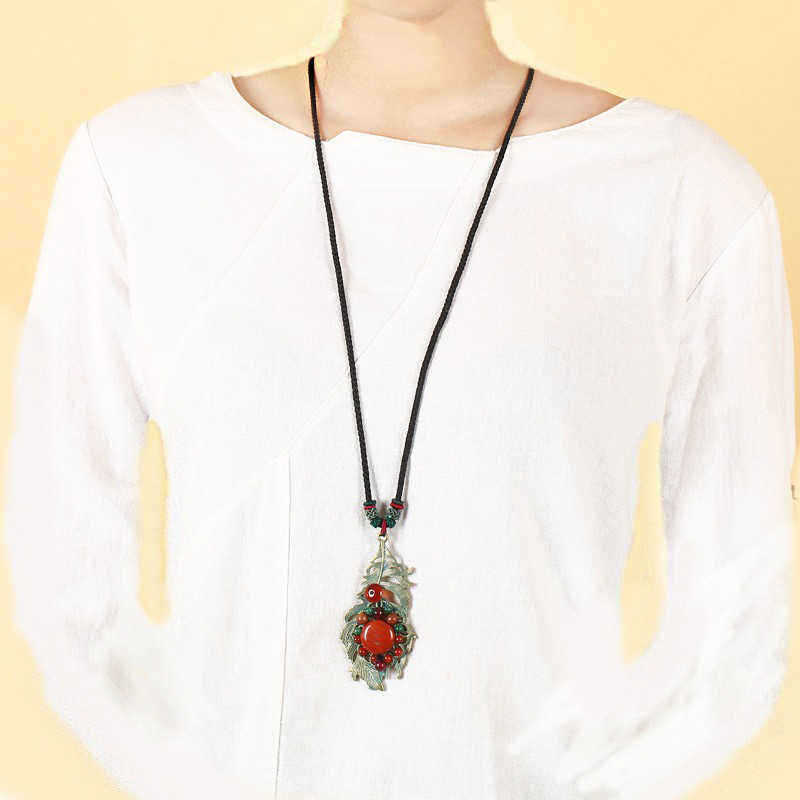 Retro-Leaves-Long-Style-Necklace-Alloy-Ikeramic-Sweater-Necklace-For-Women-1419185