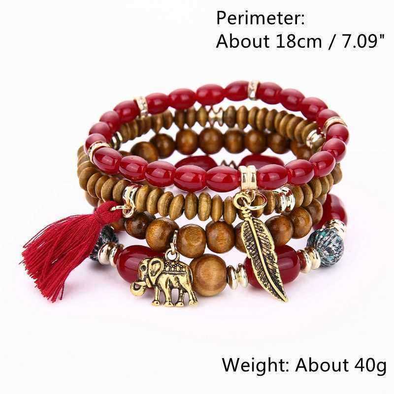 Retro-Religious-Leaf-Elephant-Pendant-Elastic-Multilayer-Bead-Bracelet-for-Women-1226551