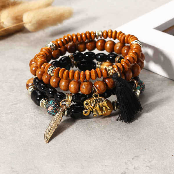 Retro-Religious-Leaf-Elephant-Pendant-Elastic-Multilayer-Bead-Bracelet-for-Women-1226551