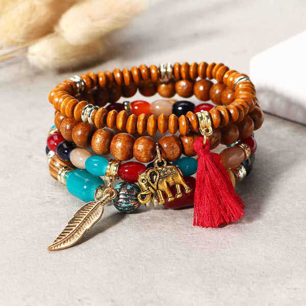 Retro-Religious-Leaf-Elephant-Pendant-Elastic-Multilayer-Bead-Bracelet-for-Women-1226551