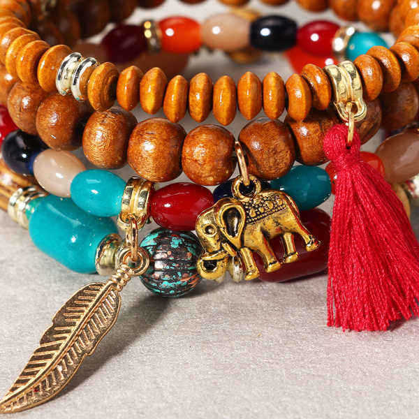 Retro-Religious-Leaf-Elephant-Pendant-Elastic-Multilayer-Bead-Bracelet-for-Women-1226551