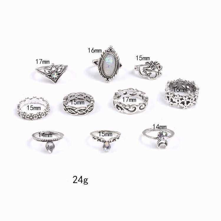 Retro-Style-Carved-Gemstone-Ring-Set-10-Pieces-Sliver-Alloy-Rings-Kit-Womens-Joint-Rings-1449931