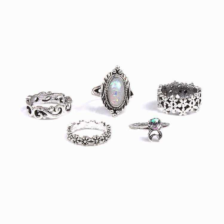 Retro-Style-Carved-Gemstone-Ring-Set-10-Pieces-Sliver-Alloy-Rings-Kit-Womens-Joint-Rings-1449931