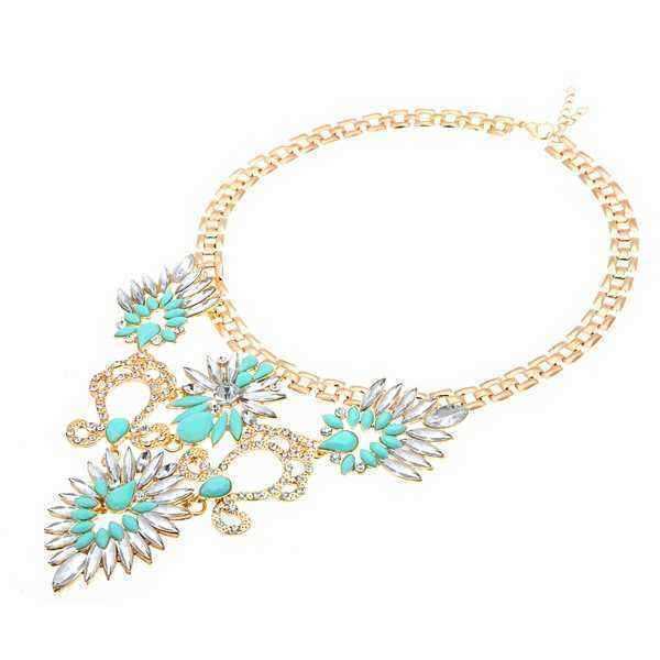 Rhinestone-Crystal-Acrylic-Flower-Leaf-Pendant-Choker-Necklace-953116