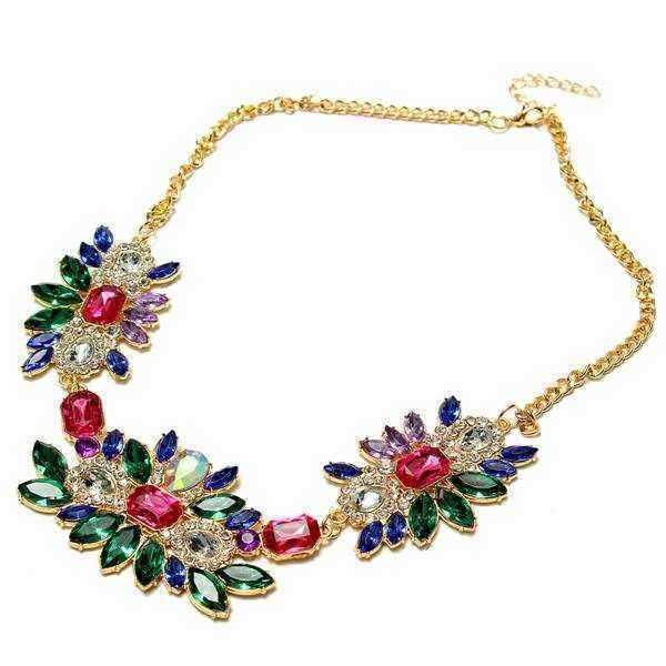 Rhinestone-Resin-Flower-Choker-Pendant-Statement-Necklace-For-Women-969863