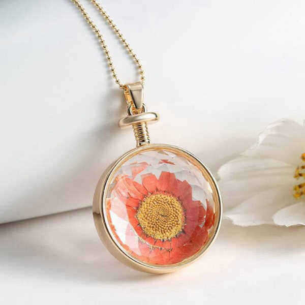 Round-Glass-Dry-Flower-Necklace-Chain-Women-Alloy-Jewelry-1006997