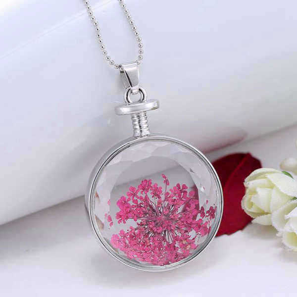 Round-Glass-Dry-Flower-Women-Necklace-Alloy-Jewelry-Christmas-Gift-1006995