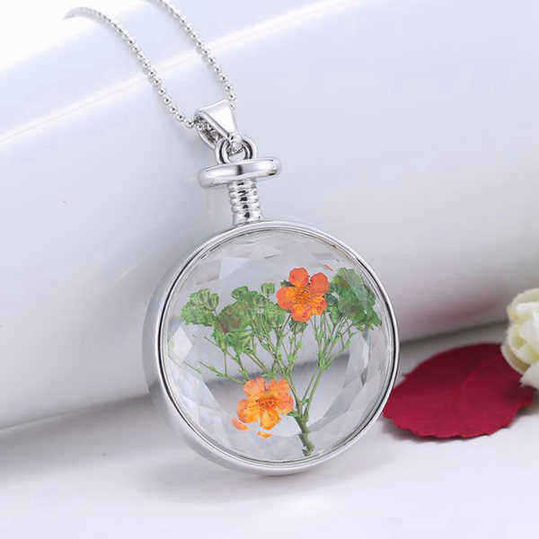 Round-Glass-Dry-Flower-Women-Necklace-Alloy-Jewelry-Christmas-Gift-1006995