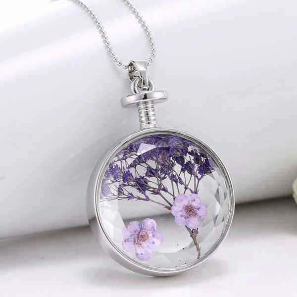 Round-Glass-Dry-Flower-Women-Necklace-Alloy-Jewelry-Christmas-Gift-1006995