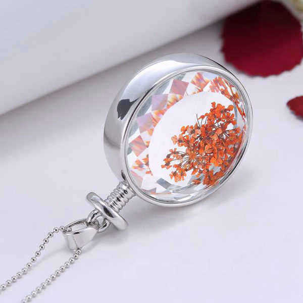 Round-Glass-Dry-Flower-Women-Necklace-Alloy-Jewelry-Christmas-Gift-1006995