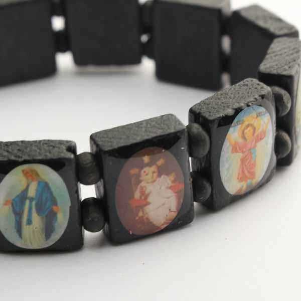 Saints-Jesus-Religiou-Wood-Stretch-Elastic-Bracelet-Women-Men-977382