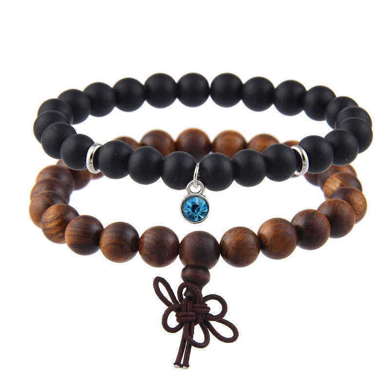 Sandalwood-Handmade-Chain-Stainless-Steel-Colorful-Agate-Bead-Bracelet-Set-Unisex-1203880