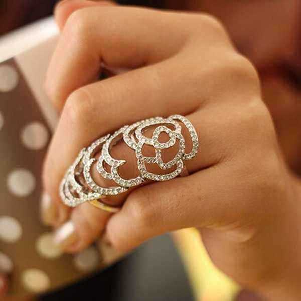 Silver-Gold-Plated-Crystal-Rhinestone-Flower-Hollow-Joint-Knuckle-Ring-954339