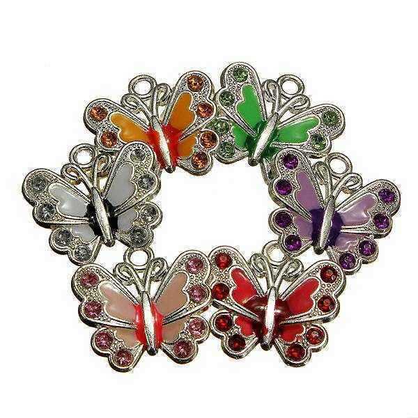 Silver-Plated-Crystal-Rhinestone-Butterfly-Charm-Necklace-Pendant-DIY-950696