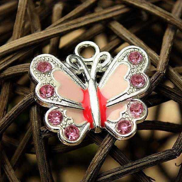 Silver-Plated-Crystal-Rhinestone-Butterfly-Charm-Necklace-Pendant-DIY-950696