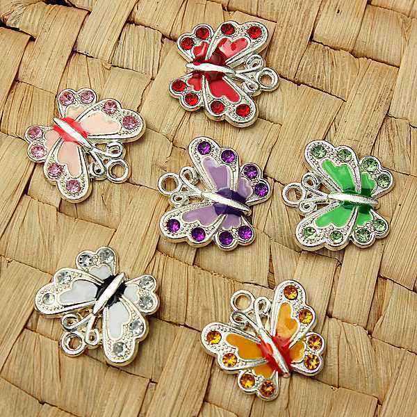 Silver-Plated-Crystal-Rhinestone-Butterfly-Charm-Necklace-Pendant-DIY-950696