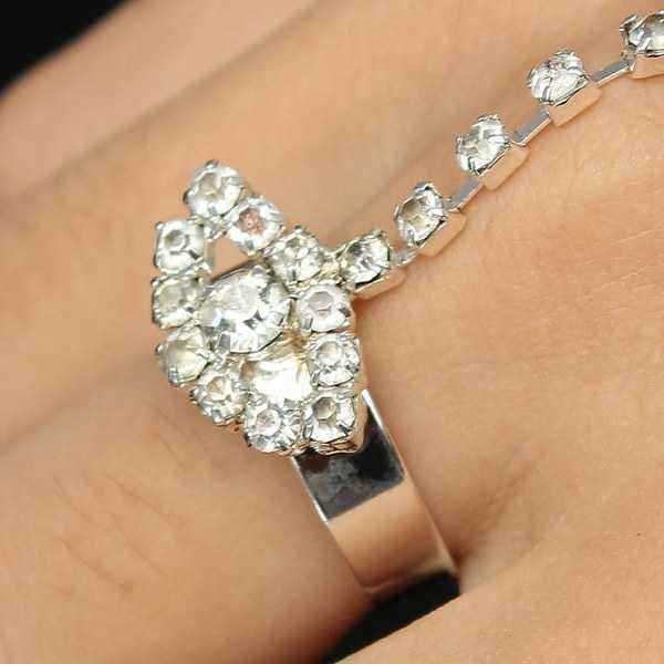 Silver-Plated-Leaves-Rhinestone-Ring-Bracelet-Crystal-Metal-Chain-944152