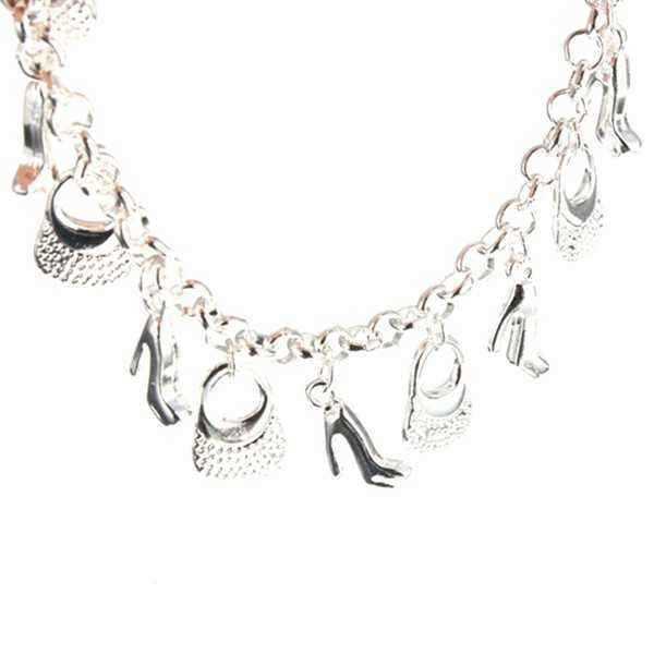 Silver-Plated-Shoes-Bags-Chain-Pendant-Bracelet-Women-Jewelry-979020