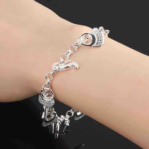 Silver-Plated-Shoes-Bags-Chain-Pendant-Bracelet-Women-Jewelry-979020